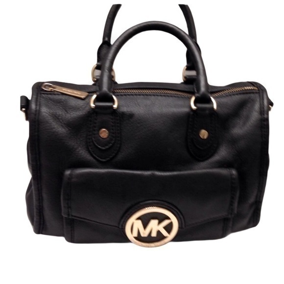 MICHAEL KORS BLACK LEATHER TOP HANDLE BAG - Picture 1 of 8